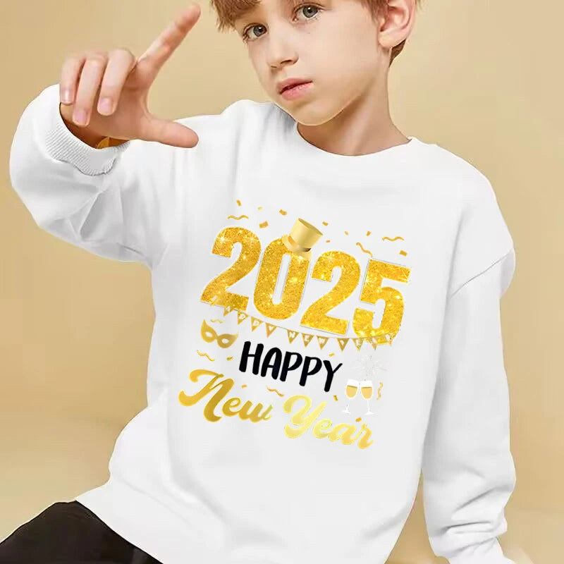 Tony 2025 Happy New Year Print Sweater - GuGuTon baby store - Baby Fashion - Toddlers Outfits - Babies Outfits - Toddler Clothes - Kids Clothing - Newborn Clothes - Newborn Wear - Kids Wear - Trending Clothes - Trending Outfits - Fall Fashion - Winter Fashion - Girls Clothes - Boys Clothes - Babies Wear - Kids Accessories - KidsWear - Summer Clothes - Summer Fashion - Summer Trend - Falls Sweaters - Tops - Bottom - Jeans - Blouse - Dresses - Newborn Dresses - Toys