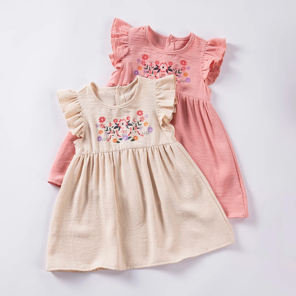 New Summer Toddler Girl Dress Small Fly Sleeve Floral Dress