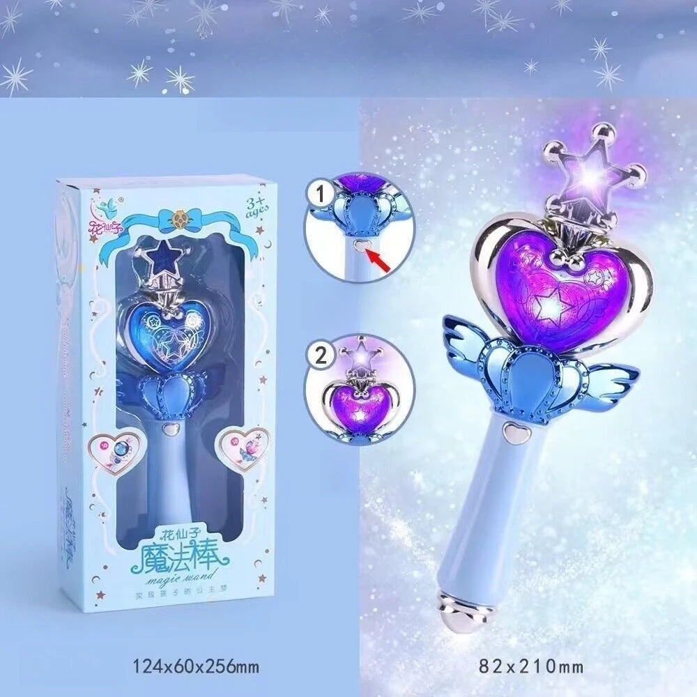 Fairy Magic Wand Glowing Musical Sound Effects Toys Cutie Moon Rod Wand Figure Toys Queen Transformation Wand Stick Girls Gifts