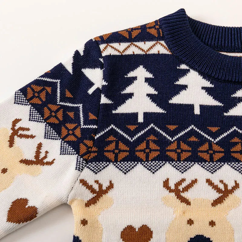 Andres Winter Cartoon Reindeer Print Sweater