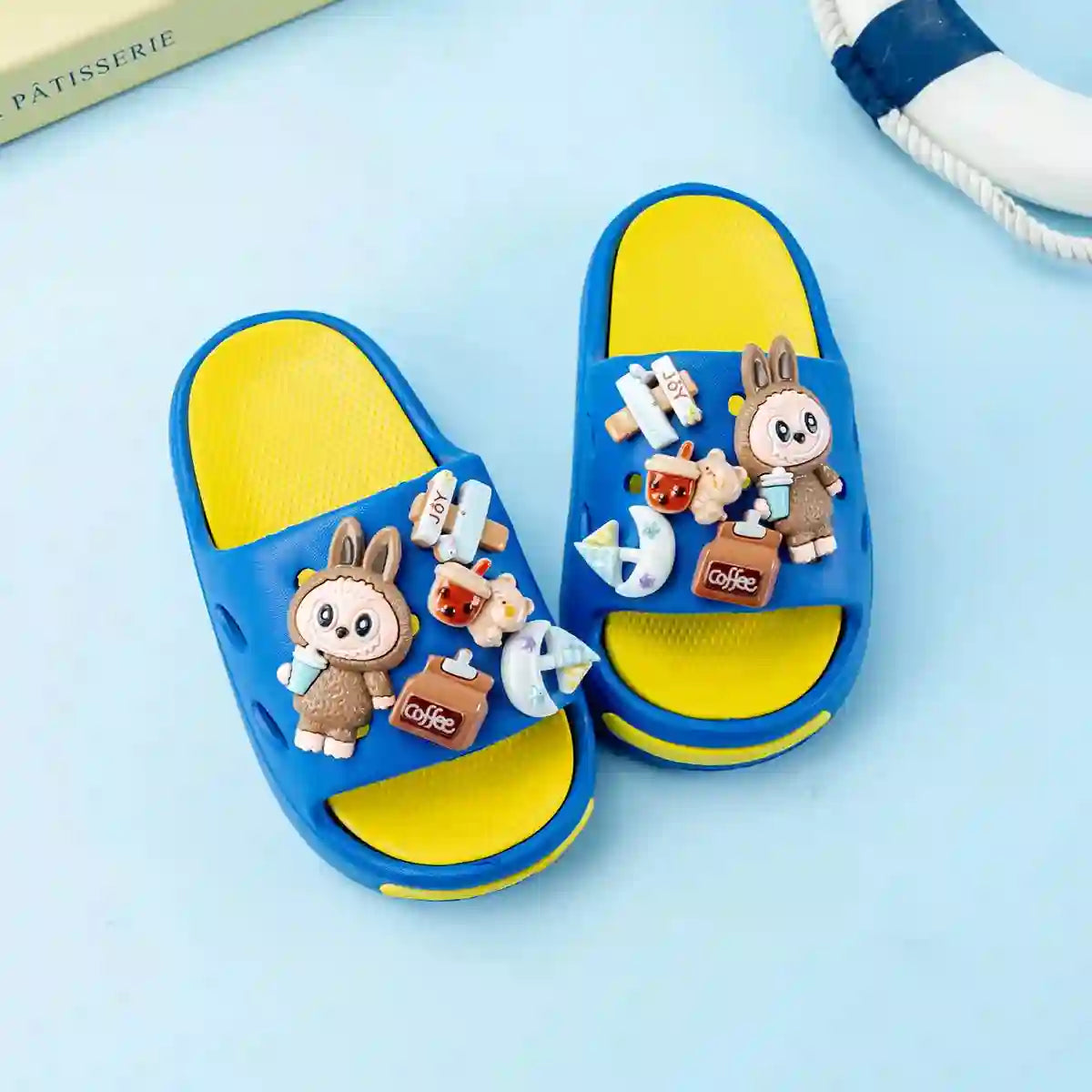 Cartoon Coffee-Themed Eva Slippers for Kids