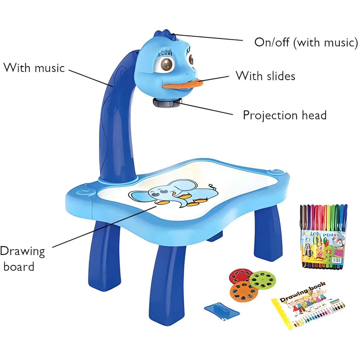 Drawing Projector for Kids, Mini Multi-Functional Writing Board Learning Drawing Educational Toys, Ideal Toy for 3+ Girls & Boys