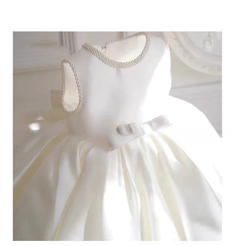 Baby Girl Dress For 1st Birthday, Piano Performance In White  Princess Dress