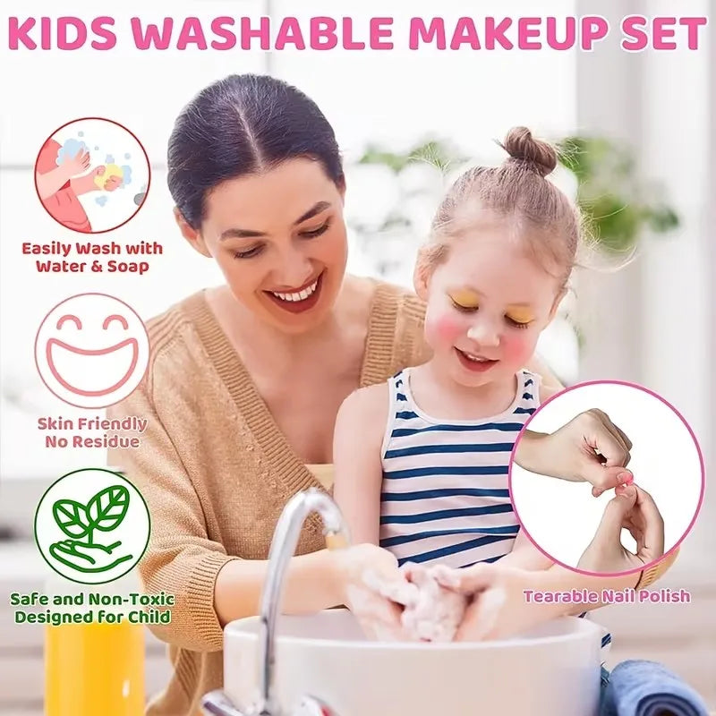 1set Colorful Girls' Pretend Makeup Toy Set -Makeup with  Accessories