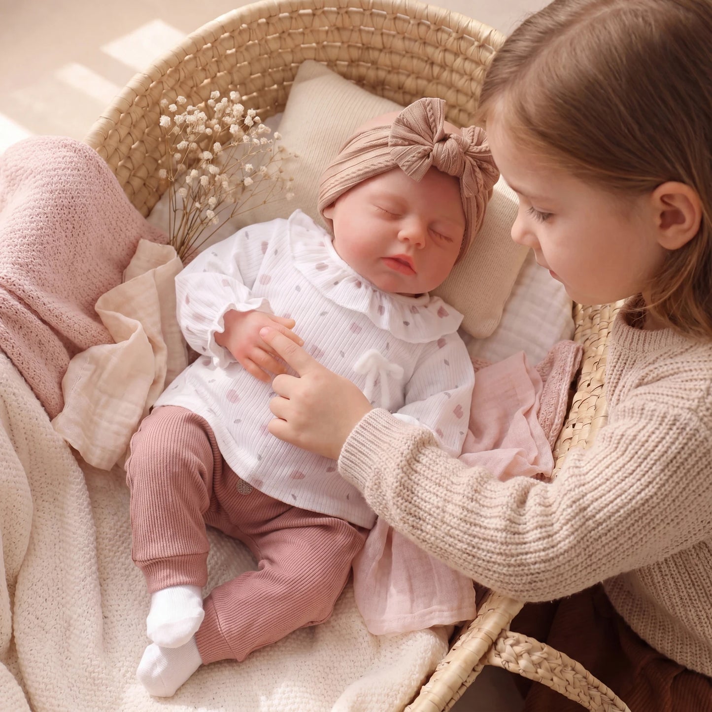 ADFO 20 Inch Reborn Baby Dolls, Realistic Soft Body, Lifelike Poseable Doll With Complete Deluxe Outfits And Rich Role Play Accessories, Perfect For Holiday Gift, Exquisite Collection, Cultivate Sense Of Responsibility