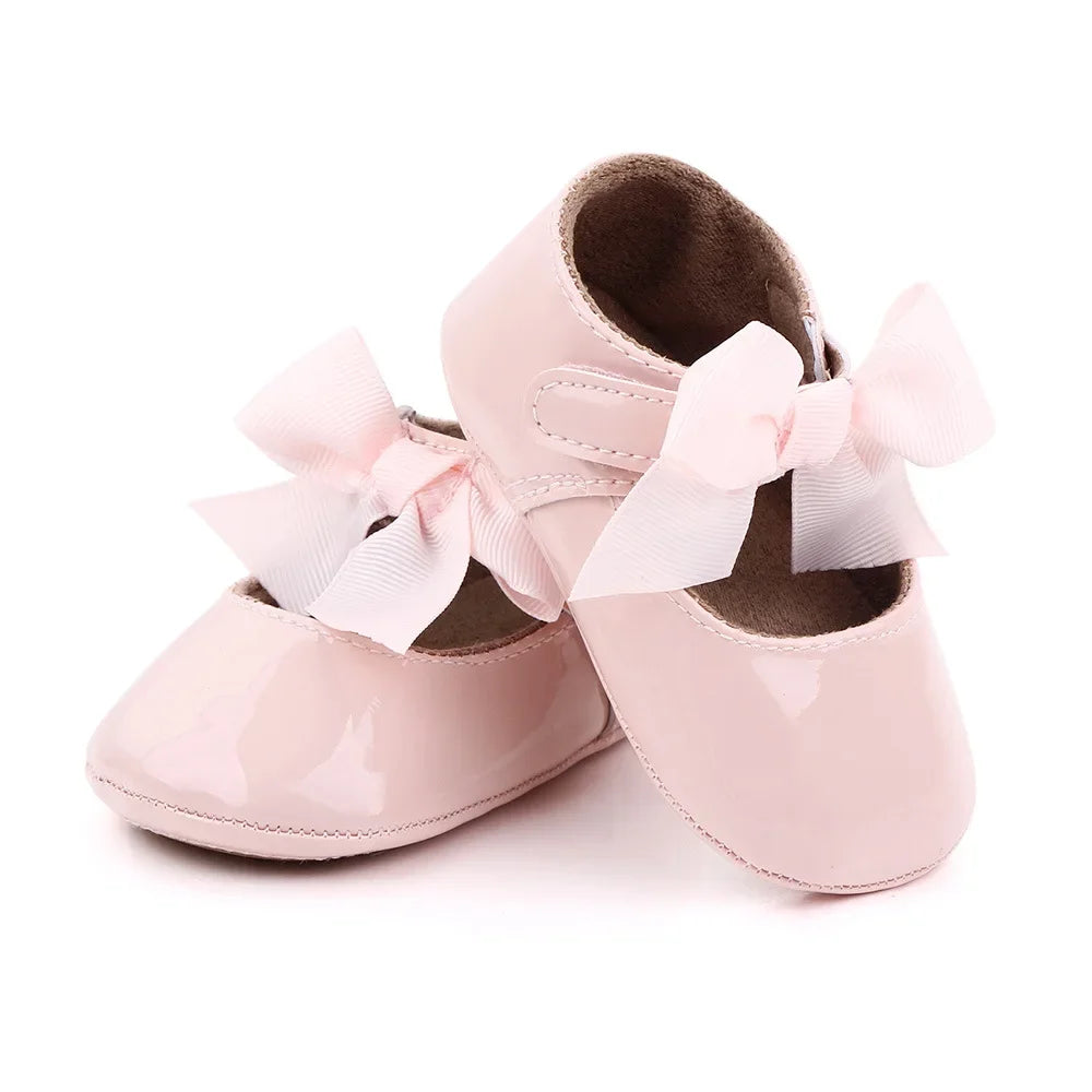 PU Princess Baby Girl Shoes for Newborn for Birth Big Bow Wedding first Walker PU Leather Toddler Girl Shoes 1 Year