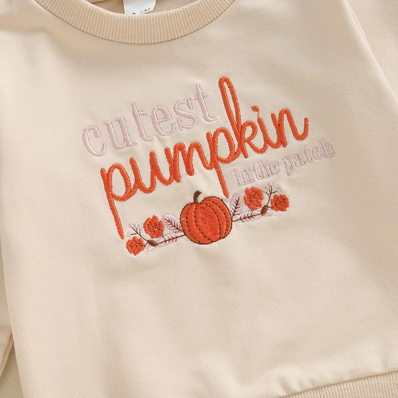 Abel Pumpkin Embroidery O Neck Fall Pullovers Sweater