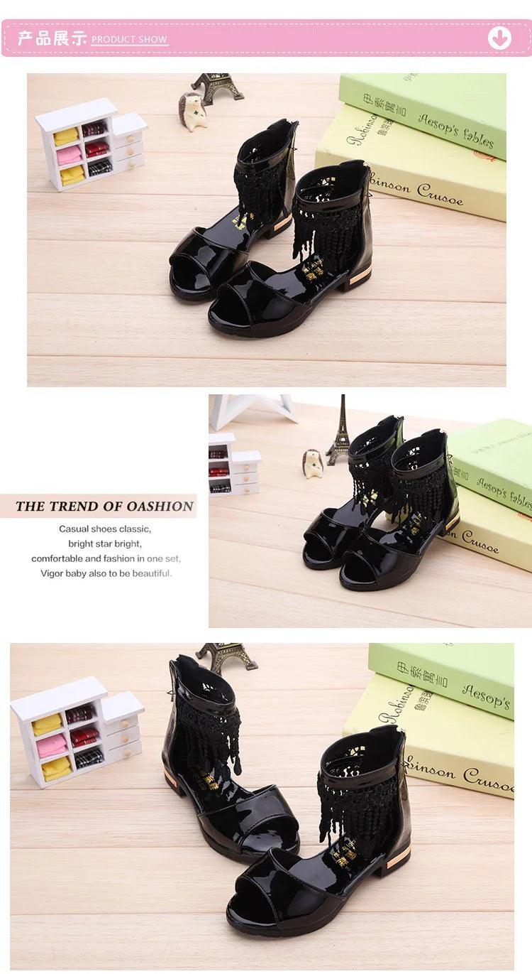 Girl Shoes Sandalias Kid Shoe Kid Sandal Summer New Fashion Girls Princess Shoe Soft Sole Roman Shoes Student Sandals for Girls