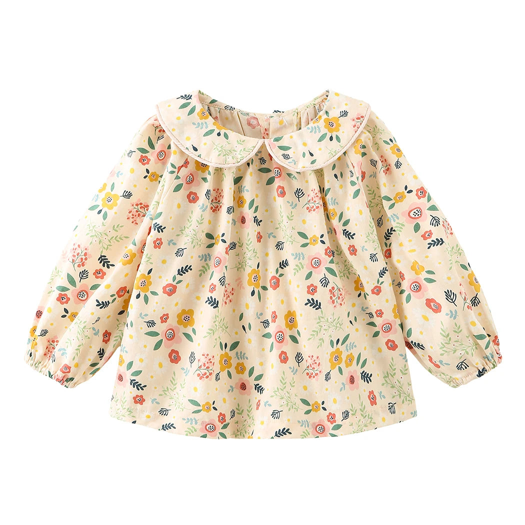 Aura Floral Long-Sleeve Spring Fall Cotton Tops