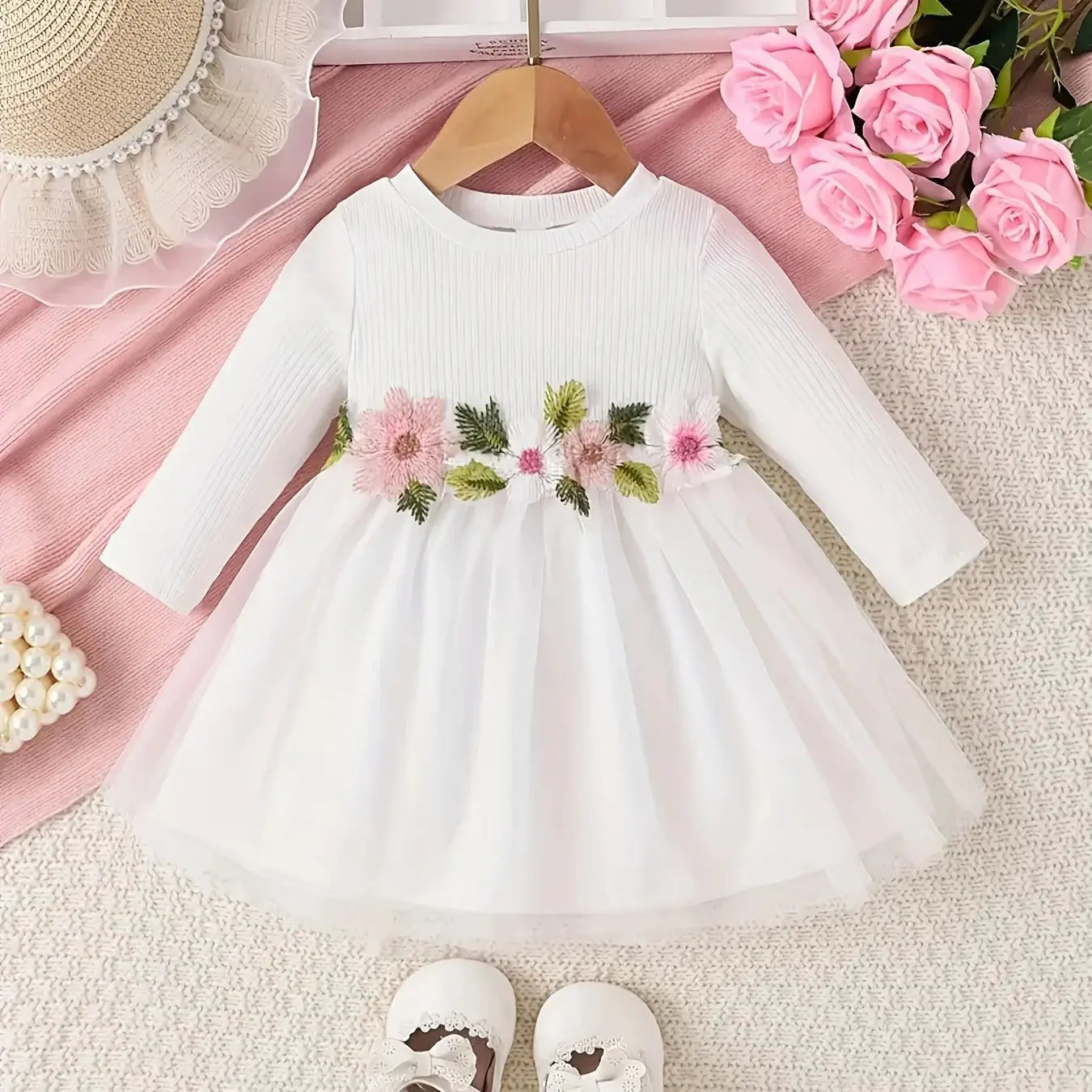 Nola Baby Girl Floral Mesh Dress for Outdoor Parties