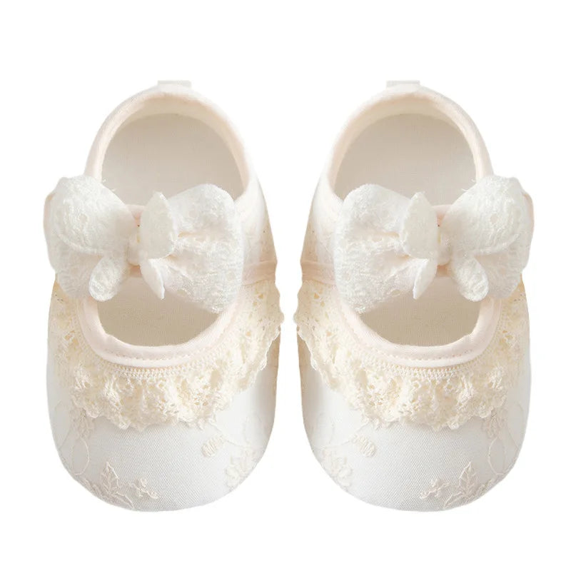 Spring and Summer Baby Toddler Shoes Newborn Baby Girl Princess Shoes 0-2 Years Old  Lace Infant Soft Sole Cute First Walkers