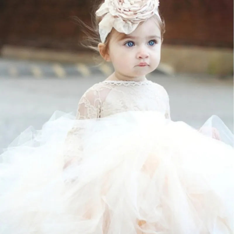Fashion Baby Girl Princess Lace Tutu Dress Infant Toddler Child Long Sleeve
