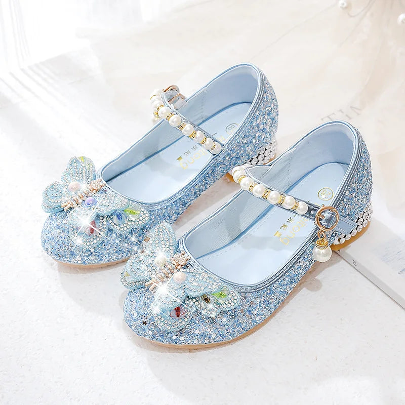 Girls' High Heels Princess Shoes Children's Crystal Showway Performance Shoes