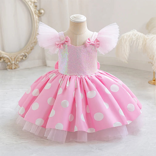 Girls' Princess Dress, Baby's First Birthday Tutu Dress, Flower Girl Wedding Dress, Children's Bowknot Dress, Masquerade Performance Costume