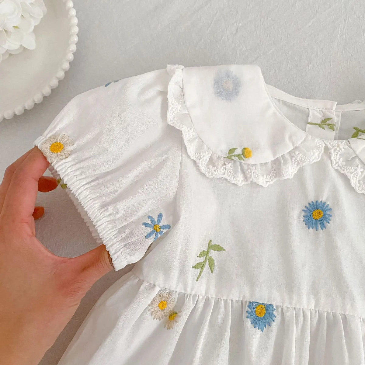 2026 Girls Dress Korean Edition Summer New 2-6Yrs Cotton Embroidered Flower Girls' Dress