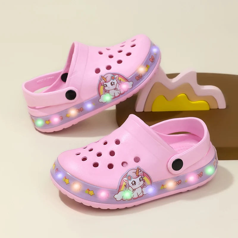Pink Summer Kids Sandals with Cartoon Print