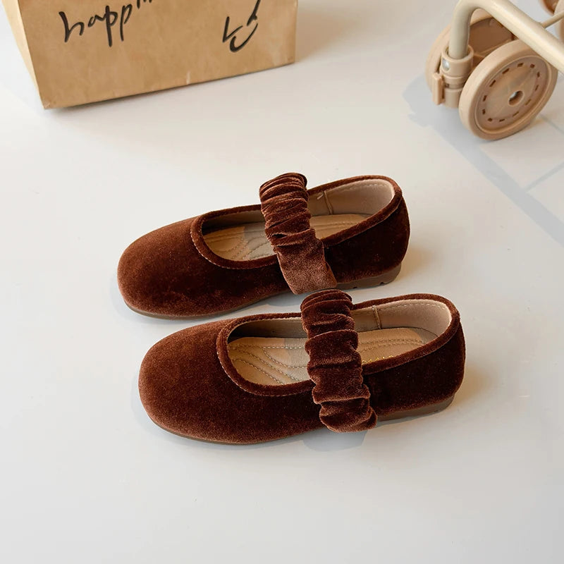Spring Girl's Casual Shoes Round Toe Shallow Hook-loop Chic Kid's Flat Shoe Solid Colors Anti-slip Daily Comfy Children Shoe