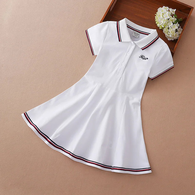 Nyla Girls Tennis Dress Cotton Summer Turn-Down Collar