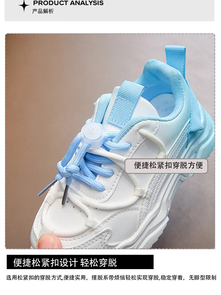 Girls Gradient Design Shoes Children Platform Sneakers Casual 4-12 Years Autumn Kids Chunky Running Sports Tennis Shoes for Girl