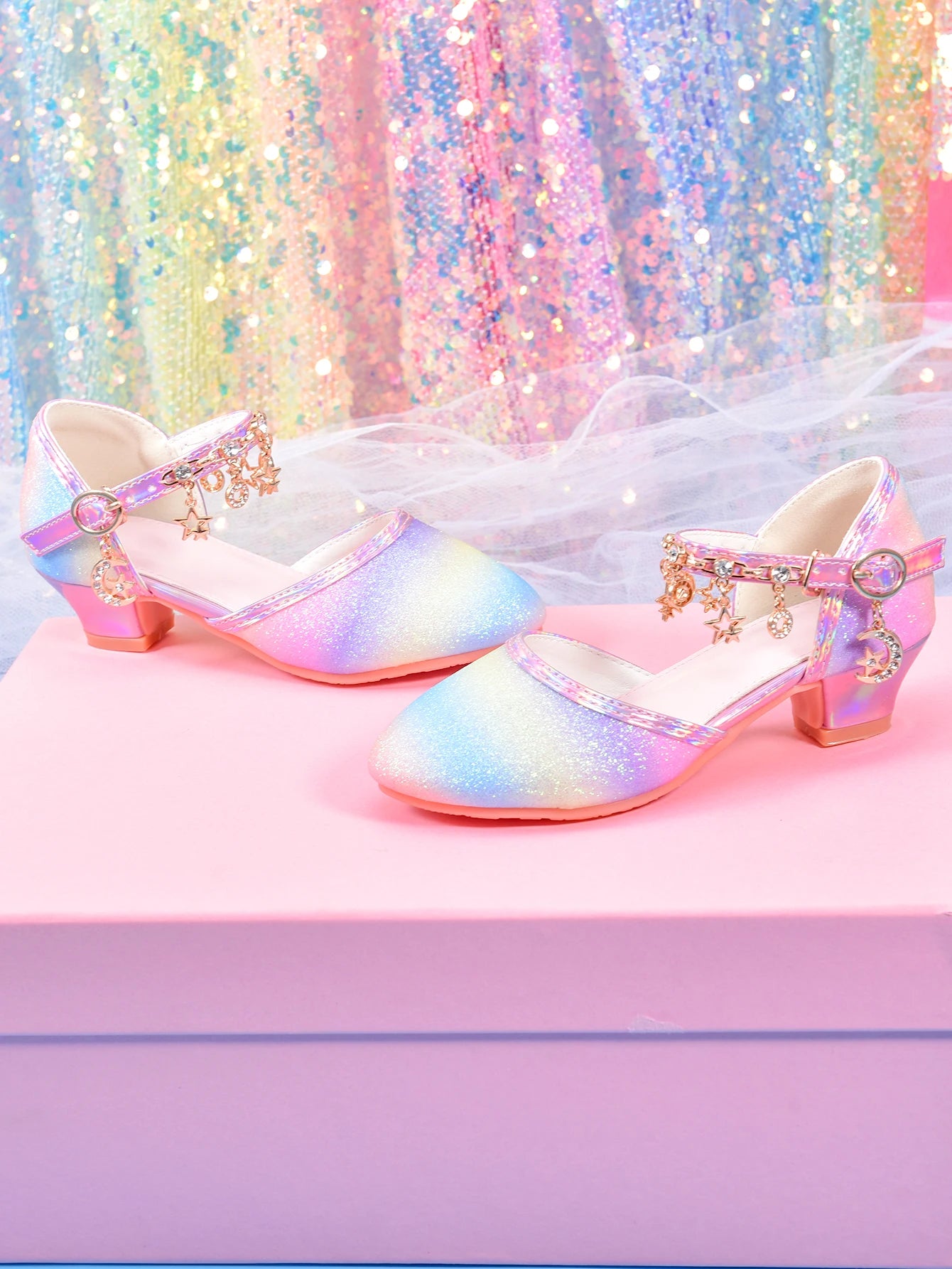Girl's high heels paired with formal dress performance princess shoes