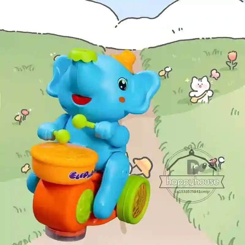 Musical Walking Elephant Drummer Toys for Kid  with LED Light Music Sensory