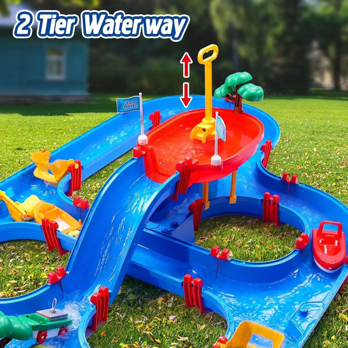 VATOS Summer Outdoor Kids Water Table 2-Tier Toddlers Water Table