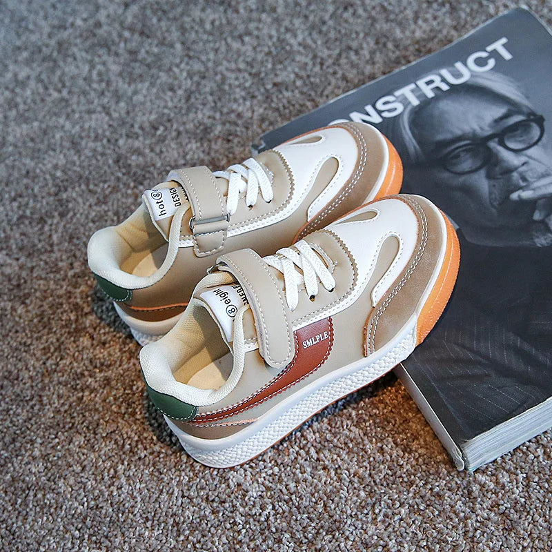 Spring Autumn New Children Sneakers Boys Girls Low Help Skate Leather Shoes