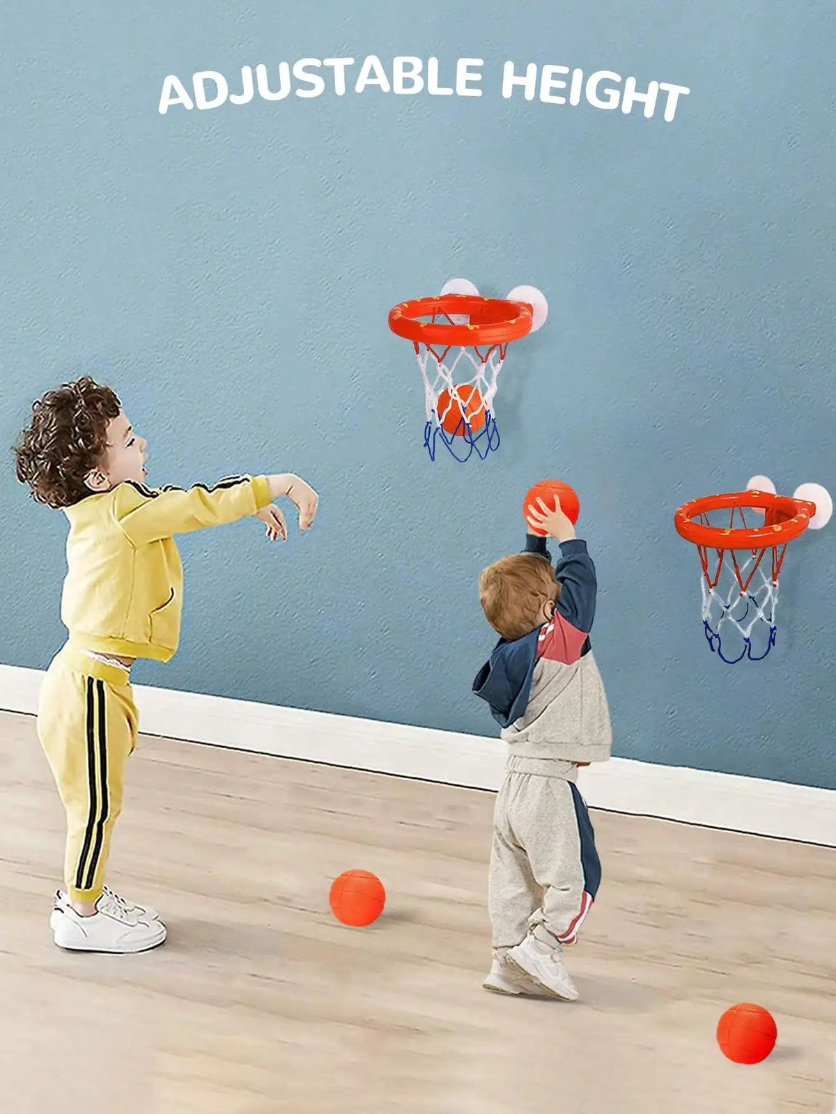 Toddler Bath Basketball Hoop Toy with 3 Soft Balls Strong Suction Cups Bathtub Shooting Game
