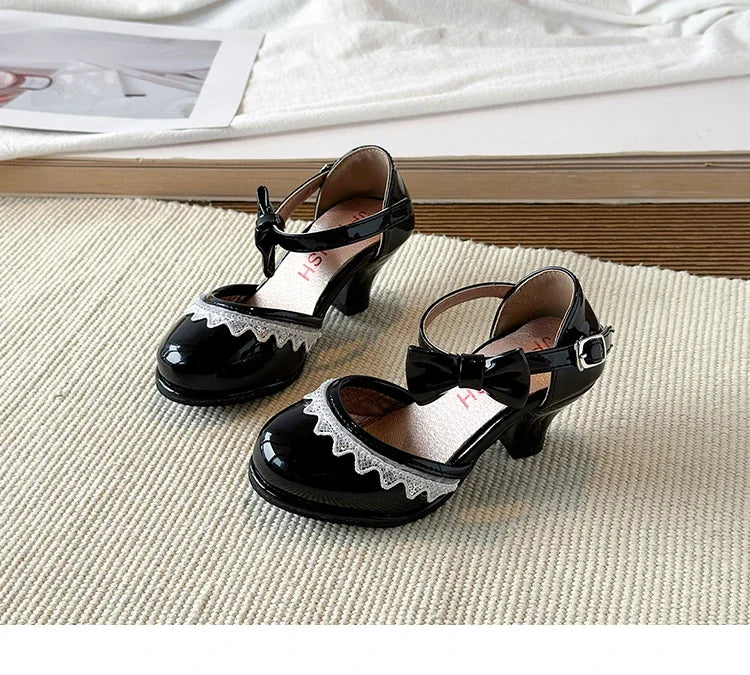 New Leather Shoes Fashion Versatile Comfort Girl Shoe Princess Exquisite Casual High-heeled Sandals Performance Classic Kid Shoe