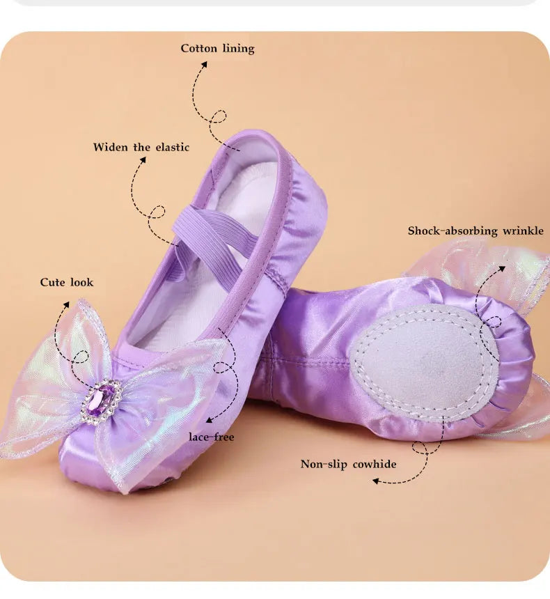 Girls' dance shoes Soft soled exercise shoes Children's ballet baby dance shoes Cute stage show cat PAWS