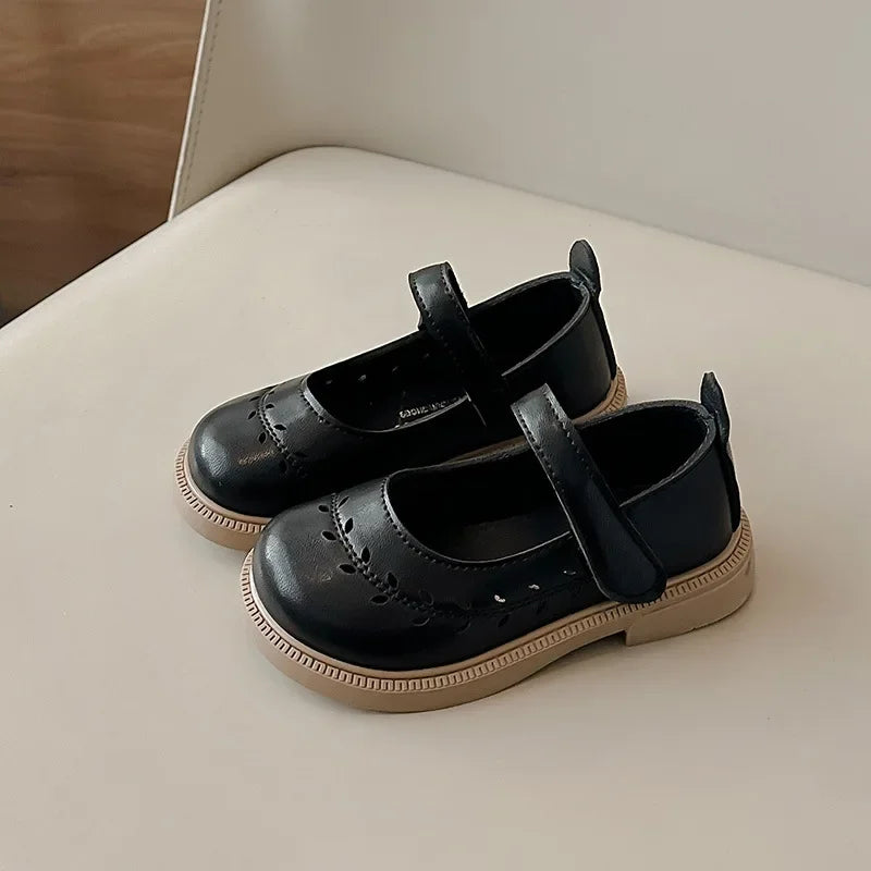 Girls' Leather Shoes Spring and Autumn New Breathable Girl Mary Jane Princess Shoes Black Performance Dance Shoes