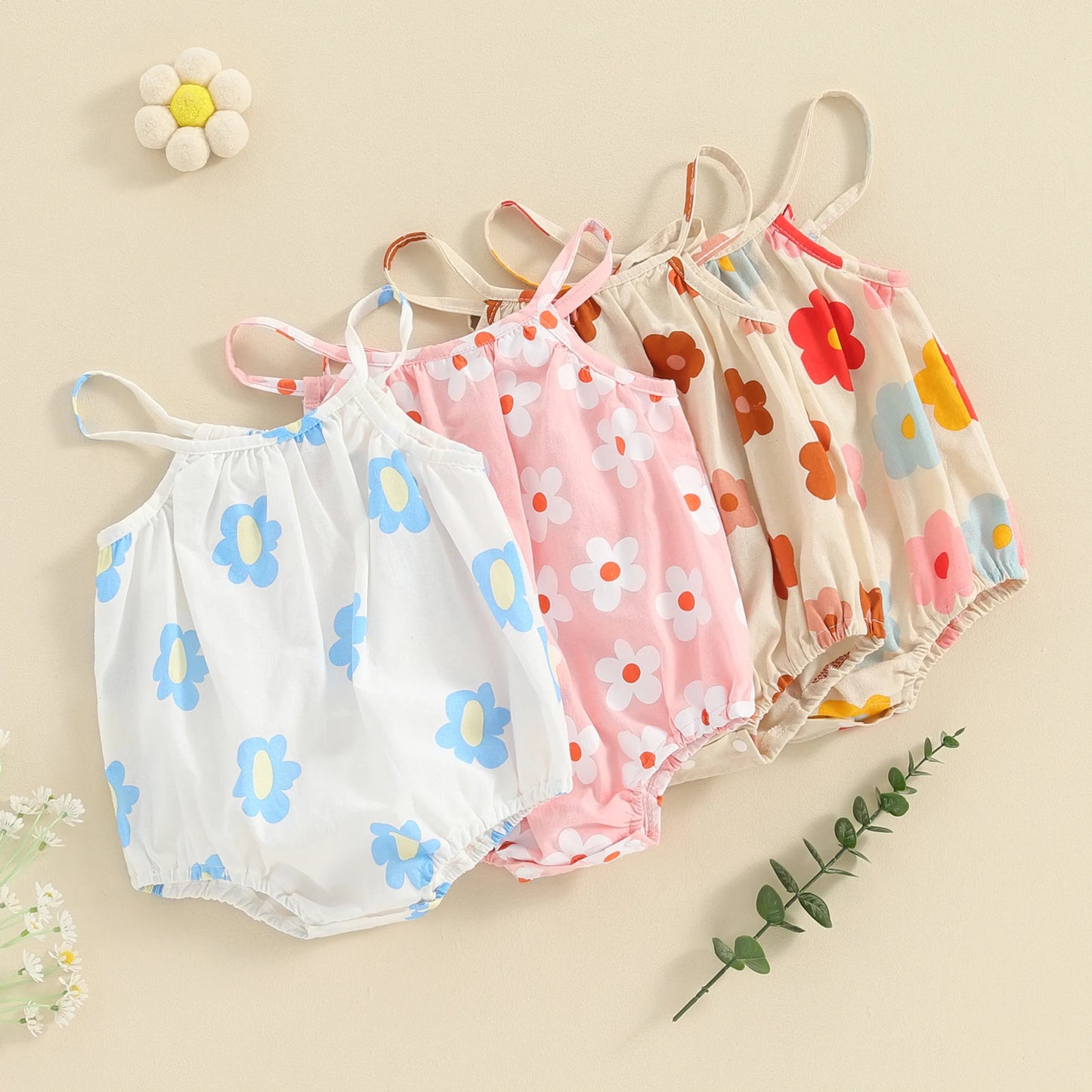 Samanta Baby Girl Sleeveless Romper Summer Floral