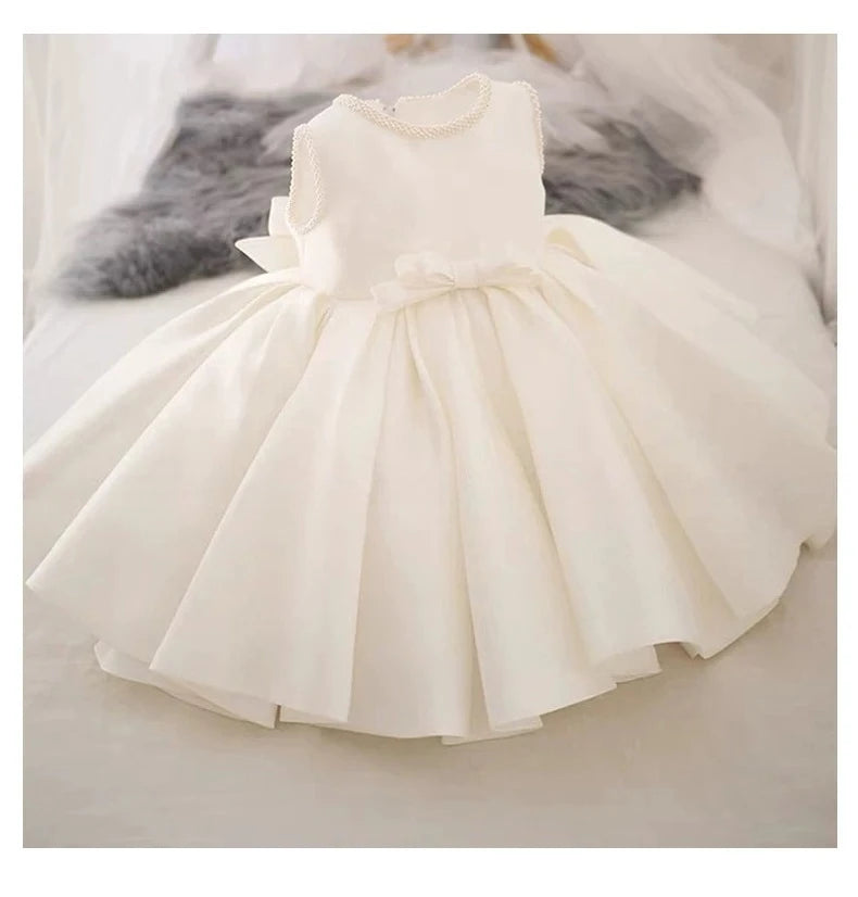 Baby Girl Dress For 1st Birthday, Piano Performance In White  Princess Dress