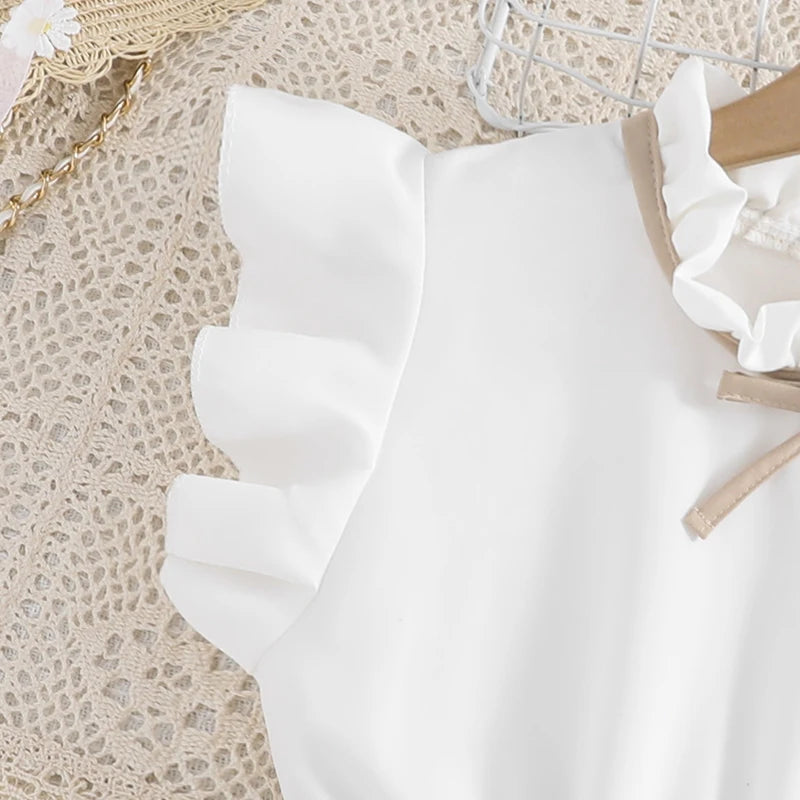 Emma Kids Dress for Girls with Pleated Skirt and Bow Tie