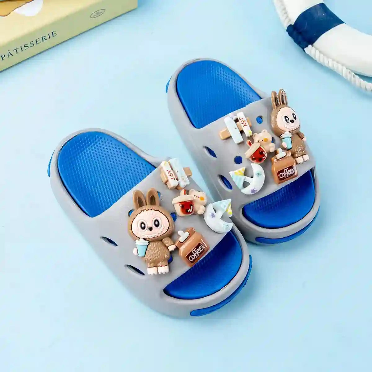 Cartoon Coffee-Themed Eva Slippers for Kids