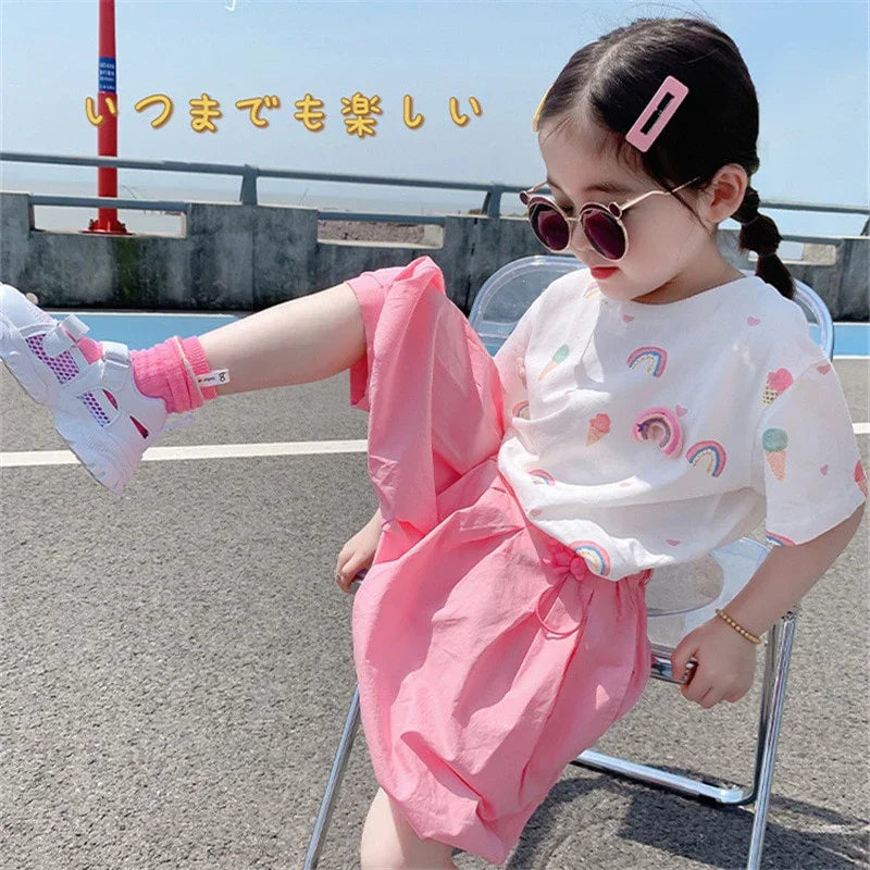 Angelica Girls Clothing Summer Short Sleeve Children Two Piece Set - GuGuTon baby store - Baby Fashion - Toddlers Outfits - Babies Outfits - Toddler Clothes - Kids Clothing - Newborn Clothes - Newborn Wear - Kids Wear - Trending Clothes - Trending Outfits - Fall Fashion - Winter Fashion - Girls Clothes - Boys Clothes - Babies Wear - Kids Accessories - KidsWear - Summer Clothes - Summer Fashion - Summer Trend - Falls Sweaters - Tops - Bottom - Jeans - Blouse - Dresses - Newborn Dresses - Toys