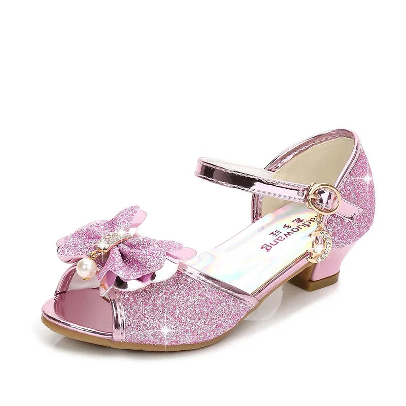 Girls Princess Shoes Summer Children High Heels Open-toe Party Wedding Toddlers Sandals