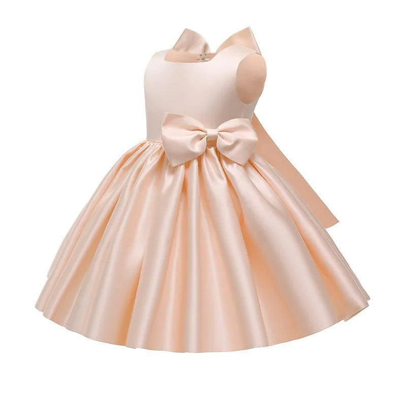 Girls Bow Princess Dresses Kids Baptism Evening Tutu Baby Birthday Party