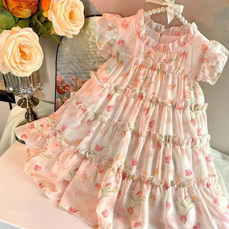 Halo Girls Summer Dress 2025 - Korean Floral Design