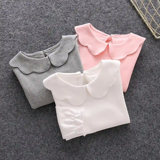 Frida Sweet Petal Collar Long Sleeve Tops