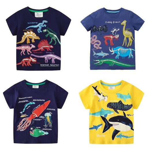 Juan Cartoon Shark Dinosaur Cotton Tees