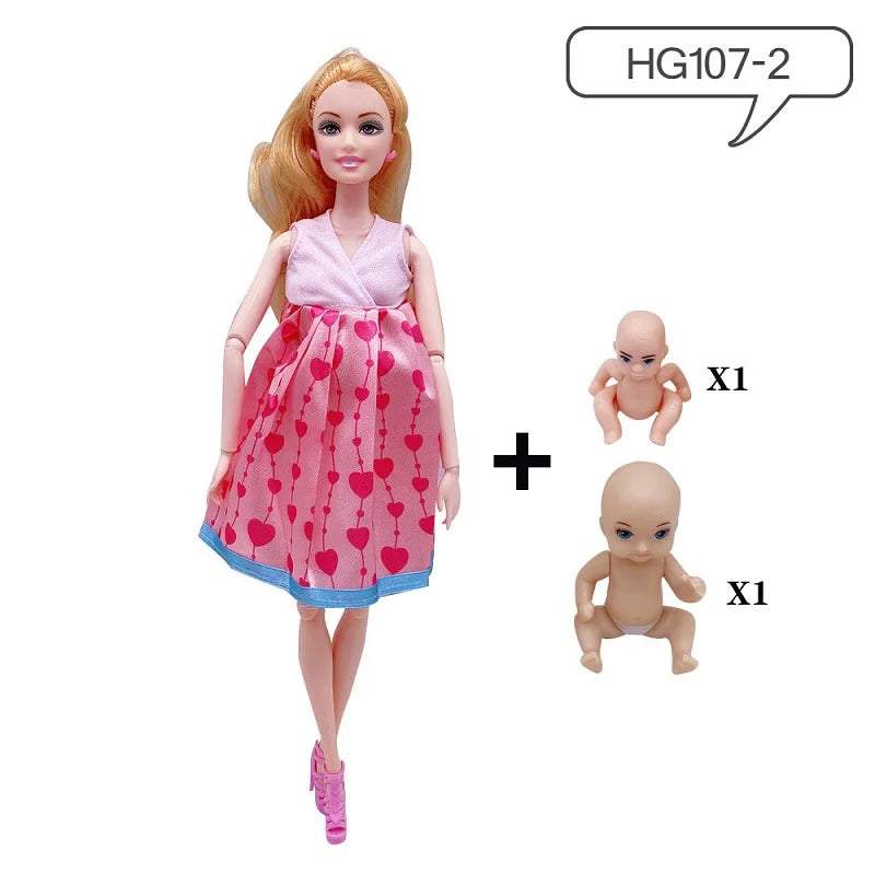 Hot Sale 11.5 Inches Pregnant Doll Mom Have 2Pcs Baby in Her Tummy with 1Pc Clothes Educational Dolls Girl Toy for Girl Gift