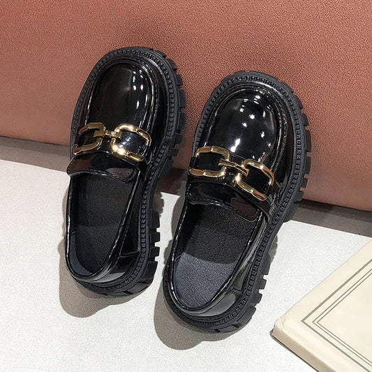 Girls Leather Shoes For School Party Wedding Kids Black Loafers Slip-On Children Flats British Style Elegant Princess Shoes