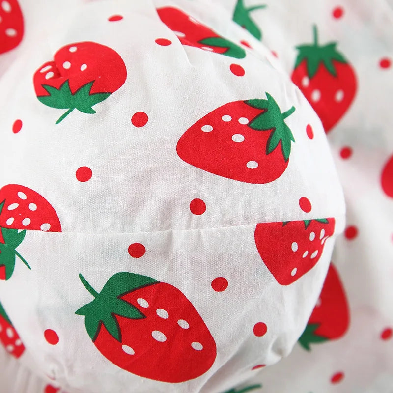 Baby Dress 2025 Summer New Girl's Sweet Bow Dress Children's Strawberry Print