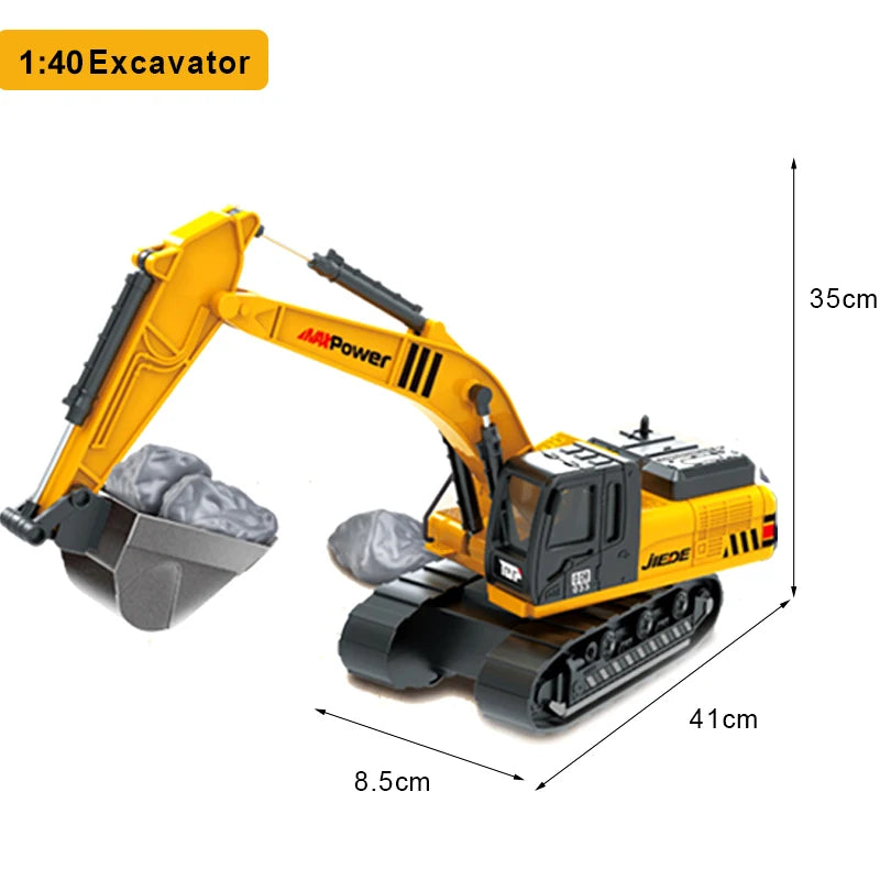 Engineering Vehicle Toys for Boys Alloy+Plastic Tractor Excavator Bulldozer Crane Truck Model Diecast Children Collection Gifts