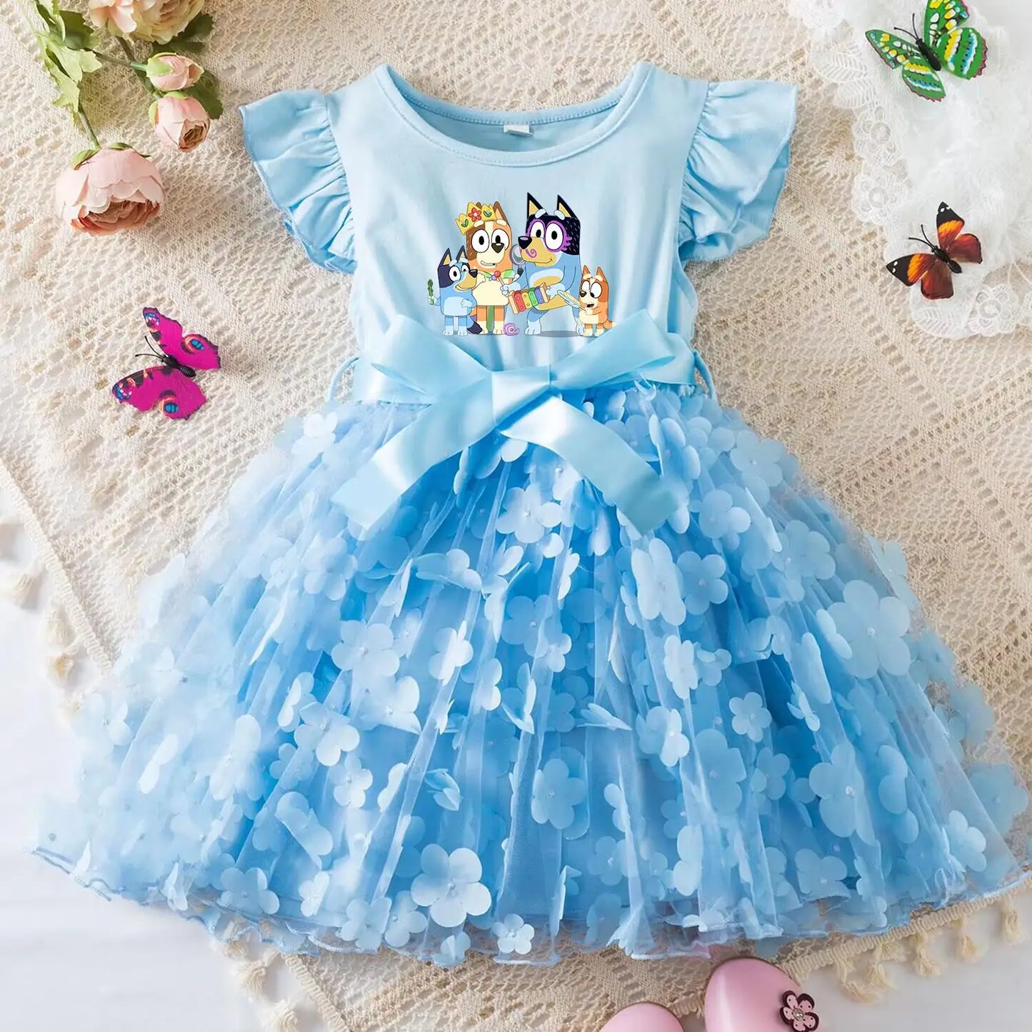 Girls Summer Dress with Butterfly for Ages 2-6