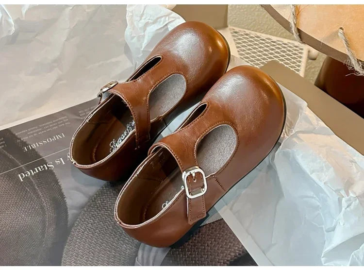 Girls Princess Shoes Black Round Toes 2025 New Fashion Kids Performance Shoes Pu Leather Non-slip Children Flat Shoes Hook&loop