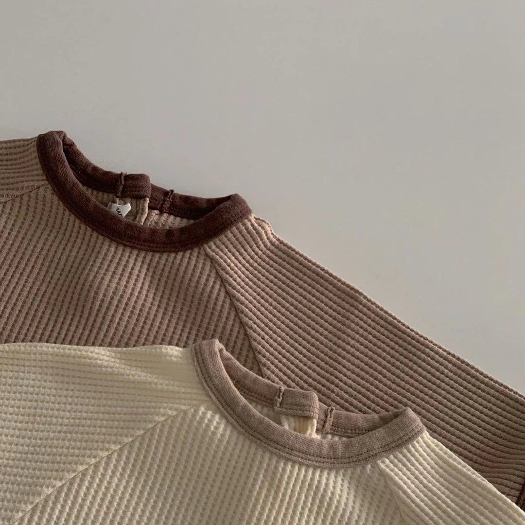 Piped-Trim Waffle Jumpsuit