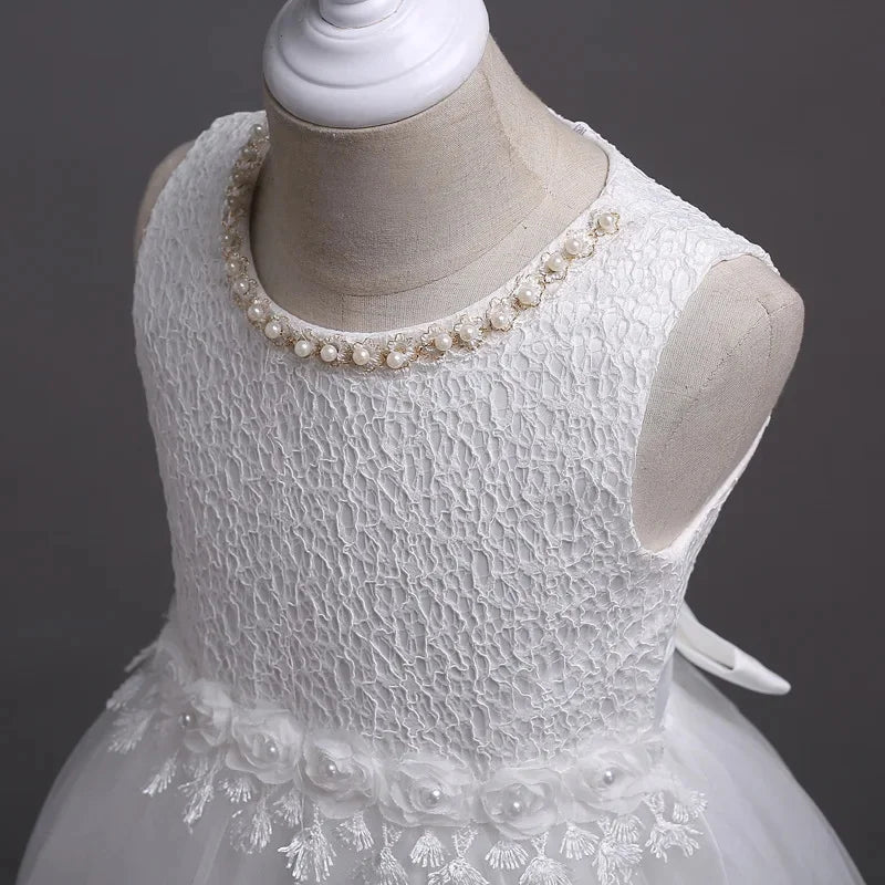 Baby Girl Clothes Wedding Dress for Baptismal Ceremony White Dress