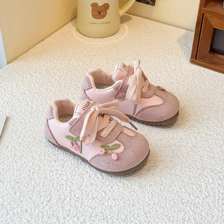 2026 New Girls Fashion Flower Design Casual Shoes Kids Non Slip Comfortable Student Sneakers Outdoor Breathable Sports Shoes